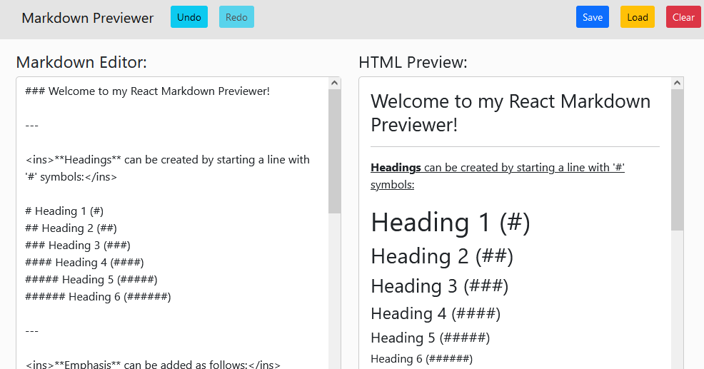 Front End Libs Project 2 - Markdown Previewer