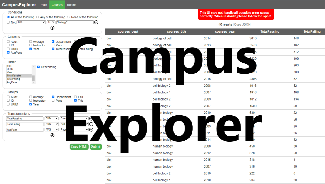 Black text of 'Campus Explorer' on a background of the project web UI